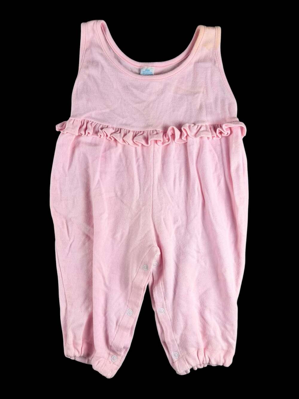 Vintage Baby Girls Pink Ruffled Sleeveless Romper Jumpsuit 24M
